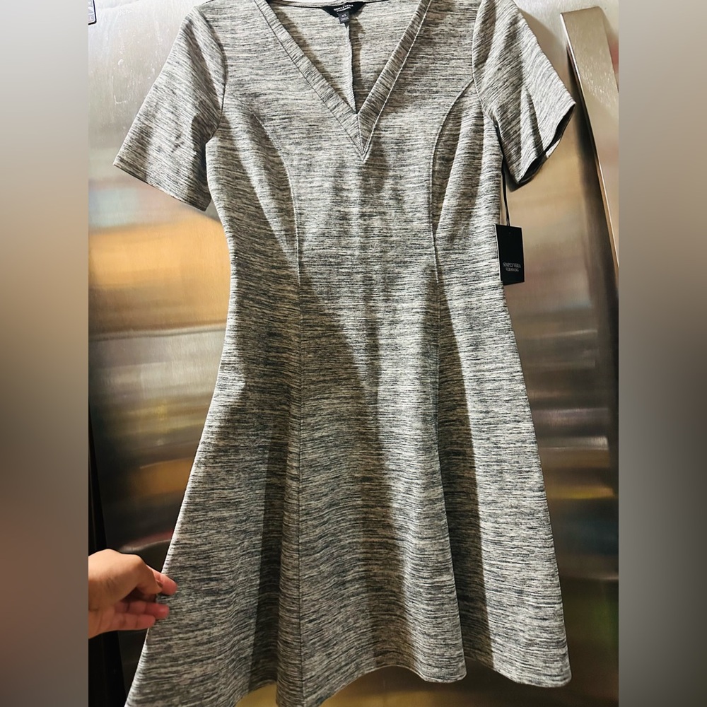 Simply Vera by Vera Wang Leather Gray Ponte Midi Dress
